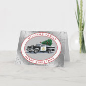 Kerstman  politieauto naam Silver Feestdagen Kaart (Voorkant)