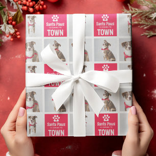 Kerstman Poot Hond 3 Foto Raster Festive Kerstmis  Cadeaupapier