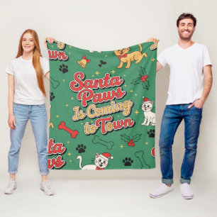 Kerstman Poot komt naar de stad Retro Hond Kat Ker Fleece Deken