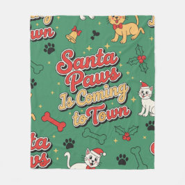 Kerstman Poot komt naar de stad Retro Hond Kat Ker Fleece Deken