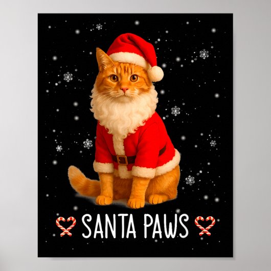 Kerstman Pootjes Grappige Oranje Tabby Kat Kerstva Poster (Voorkant)
