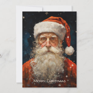 Kerstman Portret in stijl van Van Gogh Feestdagenkaart