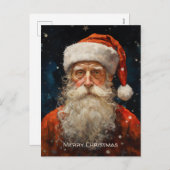 Kerstman Portret Van Gogh Stijl Feestdagenkaart (Voorkant / Achterkant)
