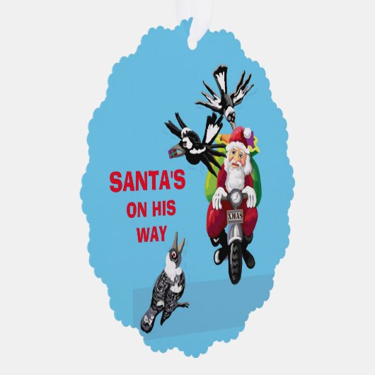 Kerstman postbode en eksters ornament kaart (Rechts)