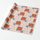 Kerstman Postwagen Illustratie Inpakpapier (Uitgerold)