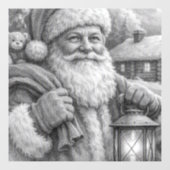 Kerstman Potloodschets Ramensticker Raamsticker (Vel)