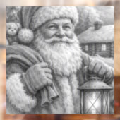 Kerstman Potloodschets Ramensticker Raamsticker (Vel 2)