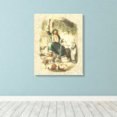 Kerstman presenteert Scrooge Canvas Afdruk (Insitu (Houten vloer))