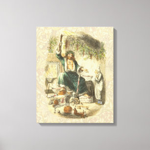Kerstman presenteert Scrooge Canvas Afdruk