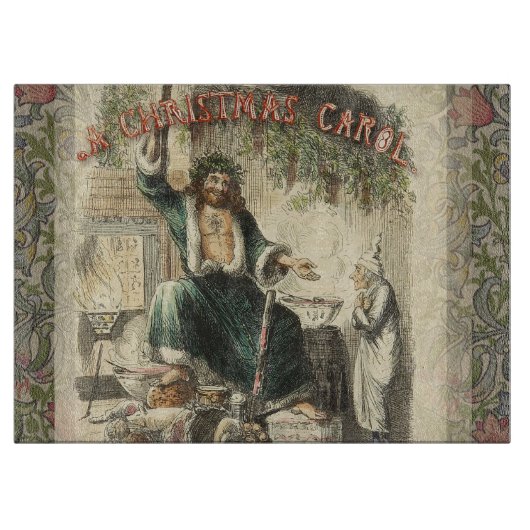 Kerstman presenteert Scrooge Snijplank (Voorkant)