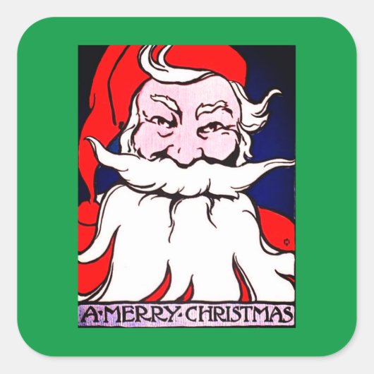 KERSTMAN PRETTIG KERSTFEES ART NOUVEAU STICKER (Voorkant)