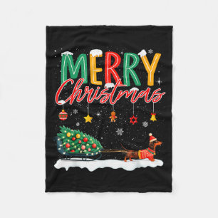 Kerstman Prettig Kerstfeest Dachshund Slee Kerstma Fleece Deken