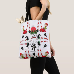 Kerstman Prettig kerstfeest Dames boodschappentass Tote Bag