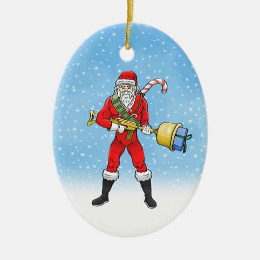 Kerstman Prettig Kerstfeest Deel 2 Keramisch Ornament (Voorkant)