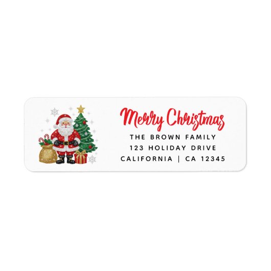 Kerstman Prettig Kerstfeest | Rode Typografie Etiket (Voorkant)