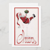 Kerstman proost met Kerstmis Feestdagenkaart (Voorkant / Achterkant)