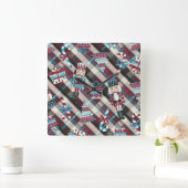 Kerstman Pset Blue Burgunst Vierkante Klok (Huis)