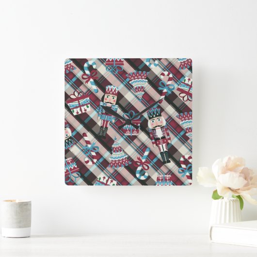 Kerstman Pset Blue Burgunst Vierkante Klok (Huis)