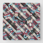 Kerstman Pset Blue Burgunst Vierkante Klok (Voorkant)