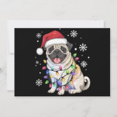 Kerstman Pug Kerstlichten Xmas Hond Liefhebber  Feestdagenkaart (Voorkant)
