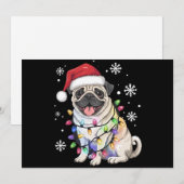 Kerstman Pug Kerstlichten Xmas Hond Liefhebber  Feestdagenkaart (Voorkant / Achterkant)