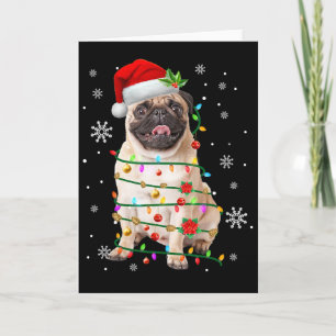 Kerstman Pug Kerstverlichting Xmas Hond Liefhebber Kaart