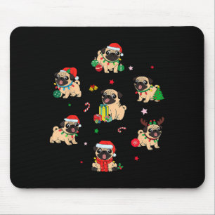 Kerstman Pugs Licht Mooie Rendier Pyjama Kerstmis Muismat