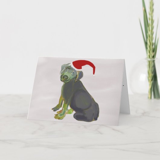 Kerstman Puppy Kerstmis Feestdagen Kaart (Voorkant)