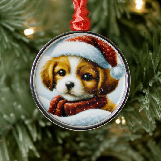 Kerstman puppy Kerstmis Metalen Ornament (Boom)