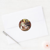 Kerstman (R) - Engelse Bulldog 1 Ronde Sticker (Envelop)