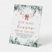 Kerstman, raad eens hoeveel kussen Baby shower Reclamebord Met Voetstuk (Voorkant)