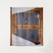 Kerstman raam foto achtergrond wandtapijt wandkleed (Voorkant)