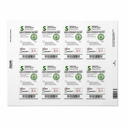 Kerstman Realistisch Verzendlabel (Full Sheet)