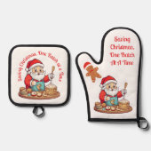 Kerstman redden Kerstmis | Ovenwant & Pannenlap Set (Voorkant)