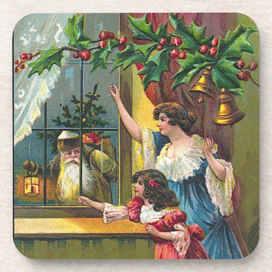  Kerstman Reeks Venster Kork Onderzetters (Voorkant)