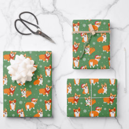 Kerstman rendier blij Corgi hond huisdier Inpakpapier Vel