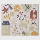 Kerstman rendier Cadeau Cadeaupapier (Vlak)