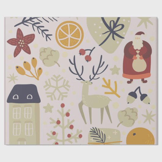 Kerstman rendier Cadeau Cadeaupapier (Vlak)