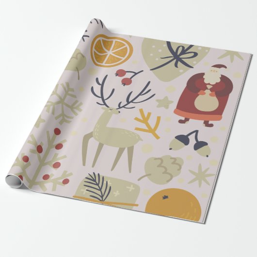 Kerstman rendier Cadeau Cadeaupapier (Uitgerold)