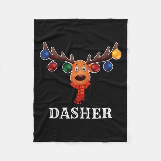 Kerstman Rendier Dasher Kerst Groepskostuum Fleece Deken (Voorkant)