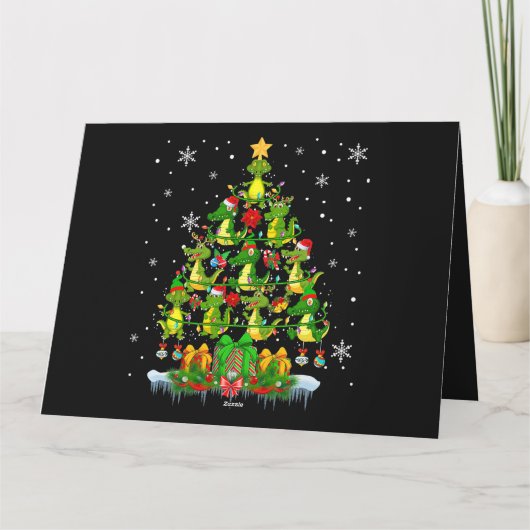 Kerstman Rendier Elf Alligators Kerstboom Licht Kaart (Achterkant)