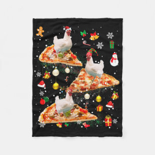 Kerstman Rendier Elf Kip Rijden Pizza Kerstmis Gal Fleece Deken