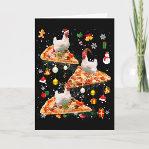 Kerstman Rendier Elf Kip Rijden Pizza Kerstmis Gal Kaart