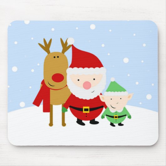 Kerstman, rendier en elf op kerstdag Muismat (Voorkant)