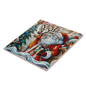 Kerstman, rendier en geschenken van bomen tegeltje (Zijkant)