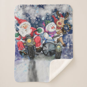 Kerstman Rendier en Sneeuwman Babydeken Sherpa Deken