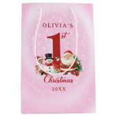 Kerstman, rendier en sneeuwman - Eerste kerst Medium Cadeauzakje (Voorkant)