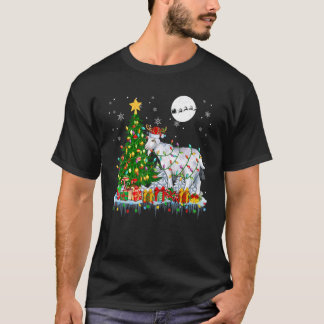 Kerstman Rendier Geit Kerstboom Licht Boer Fa T-shirt