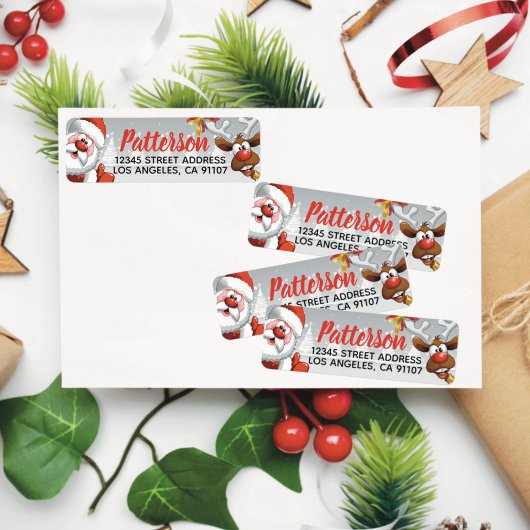 Kerstman & Rendier Gepersonaliseerd Retourlabel Etiket