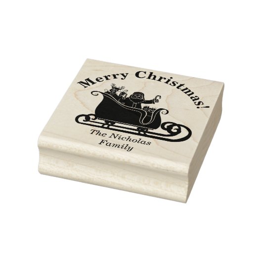 Kerstman, rendier in slee Kerstmis familienaam Rubberstempel (Stempel)